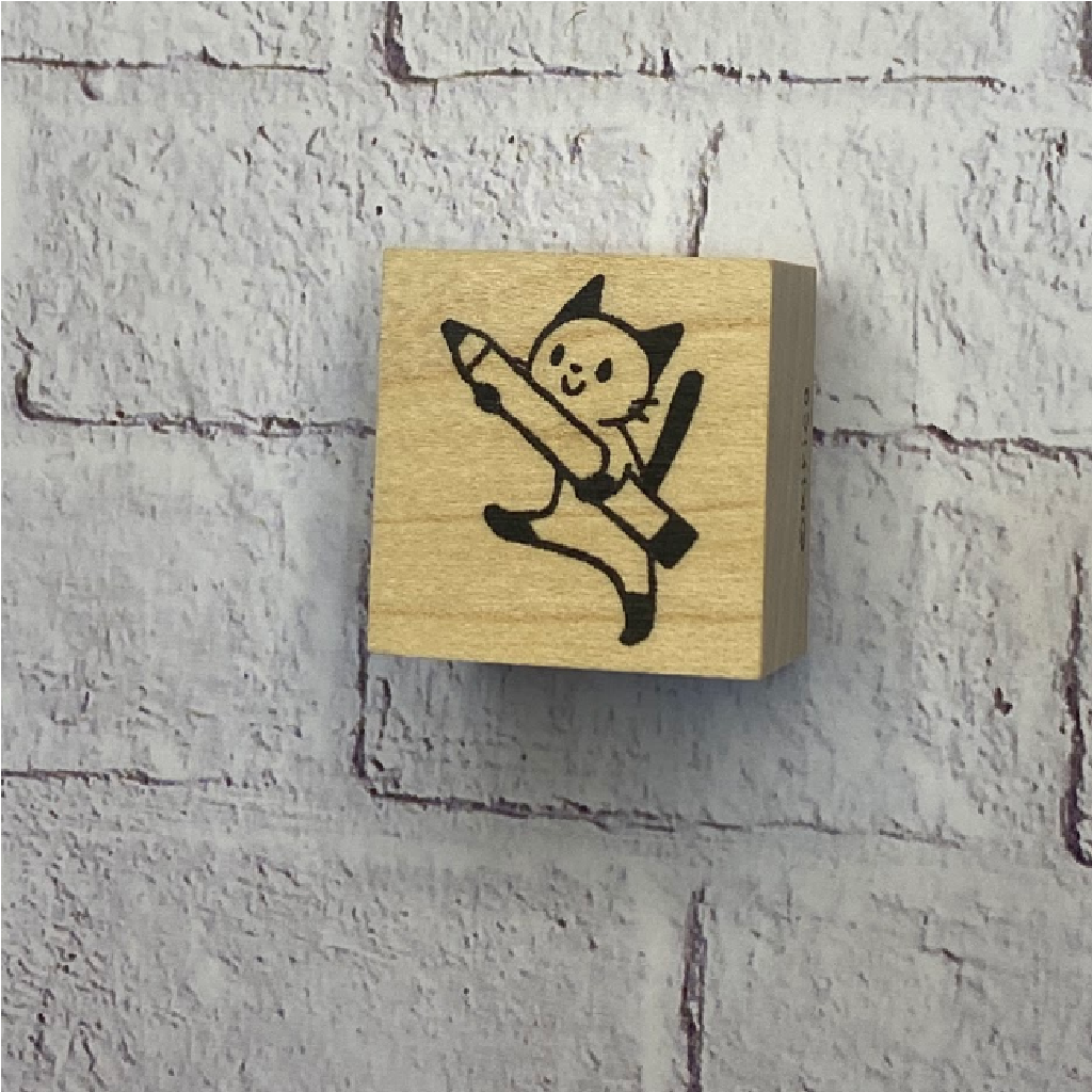 Rubber Stamp Kirico - Cat With Pen