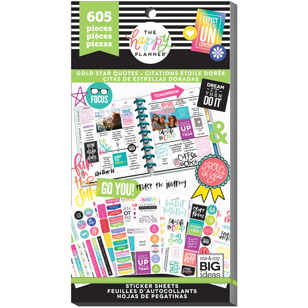 The Happy Planner Value Pack Stickers - Gold Star Quotes