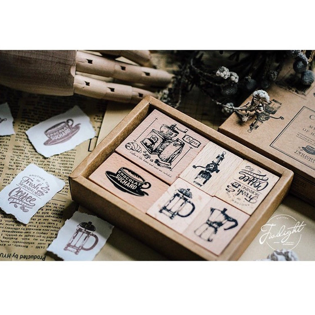 Twilight Wooden Stamp Set - Coffee Is My Source Of Happiness