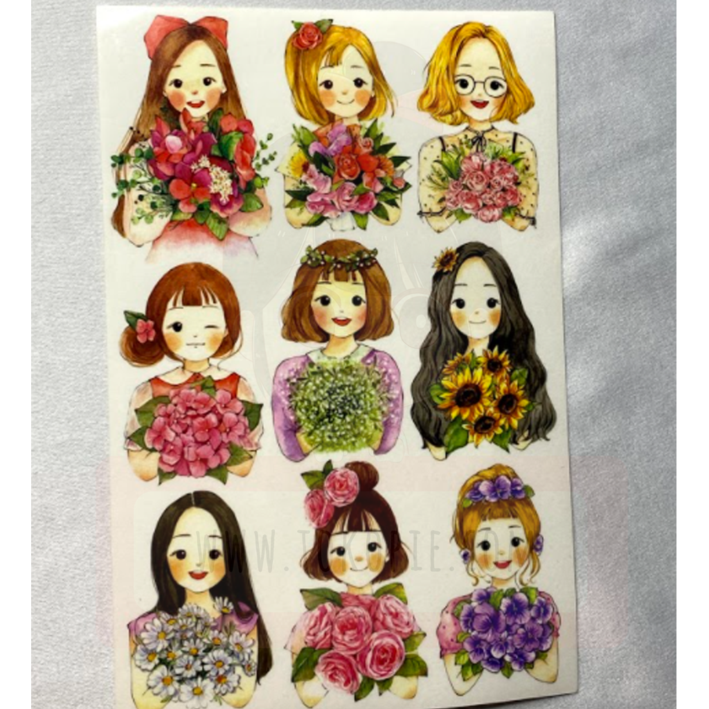 Lallayena Decoration Sticker - Girl With Beautiful Flowers