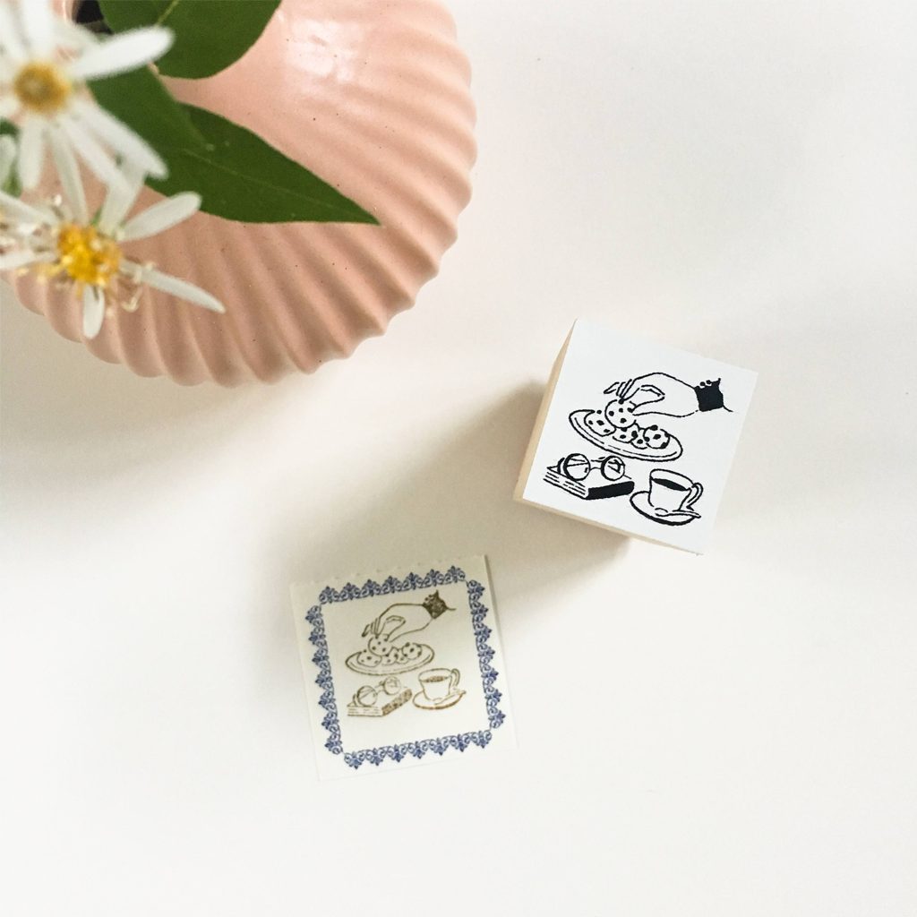 Nico Neco Rubber Stamp - Rakui Hana Tea Time