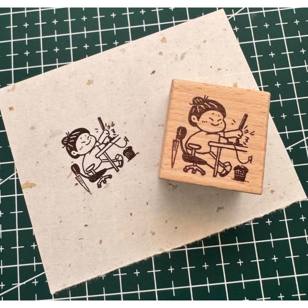 Hao E Wooden Rubber Stamp for Journaling &amp; Decoration