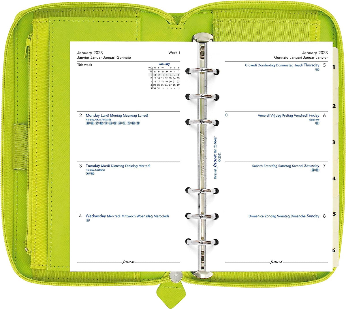 Filofax Saffiano Zip Compact Bible Size - PEAR/POIRE