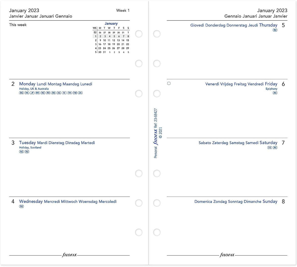 Filofax Saffiano Zip Compact Bible Size - PEAR/POIRE
