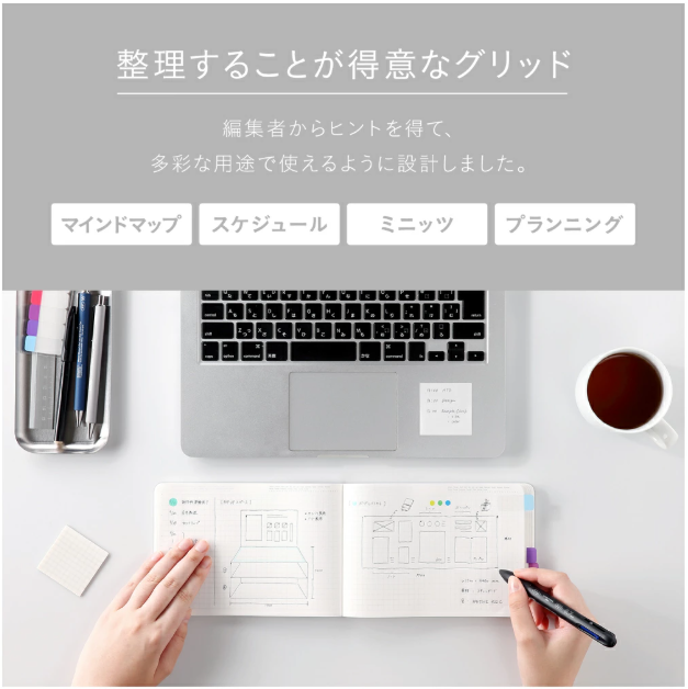 Stalogy 018 Editors Series 365 Days Notebook B6 Size Landscape Grid - Red Salvia