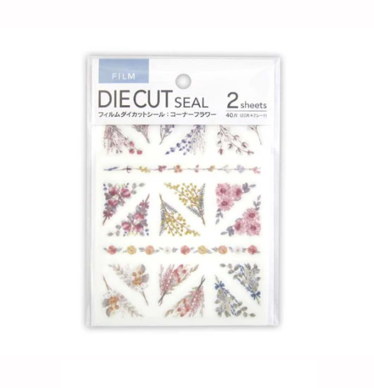 Kyowa Film Die Cut Sticker Corner Flower 40 Pieces