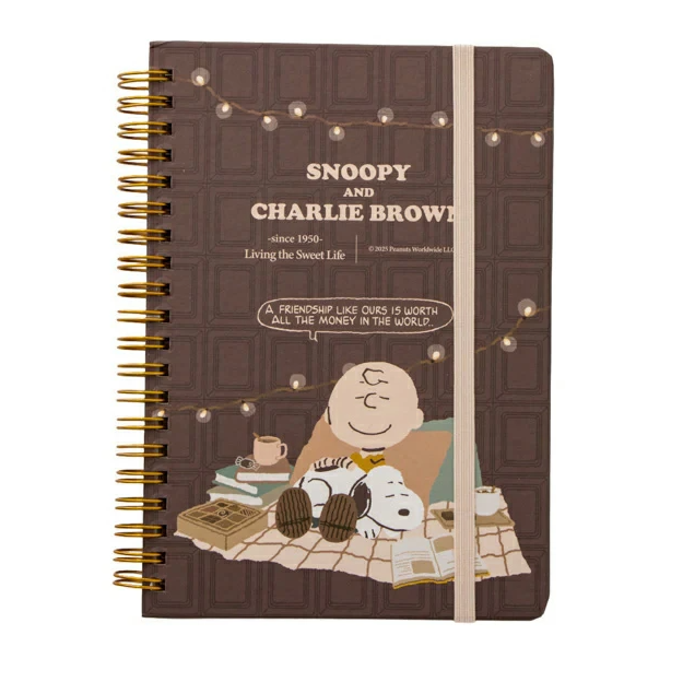Snoopy and Charlie Brown B6 Spiral Notebook with Band