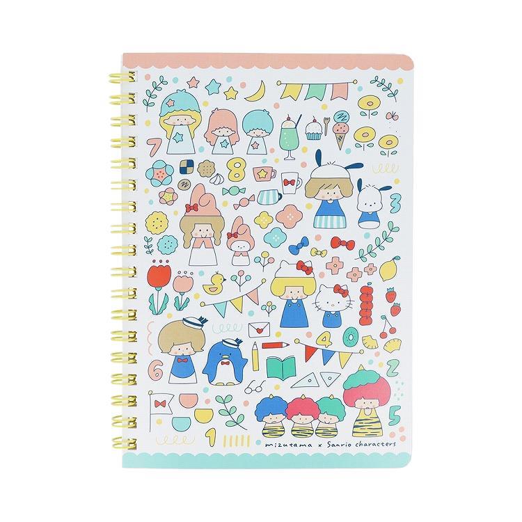 Sunstar Mizutama x Sanrio Characters Double Ring Notebook B6