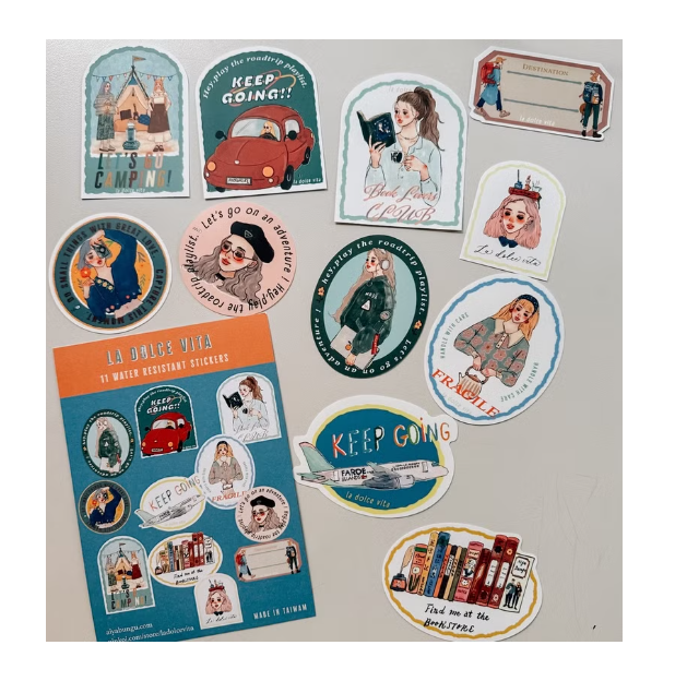 La Dolce Vita Travel Agency Sticker Set Of 11 Pieces