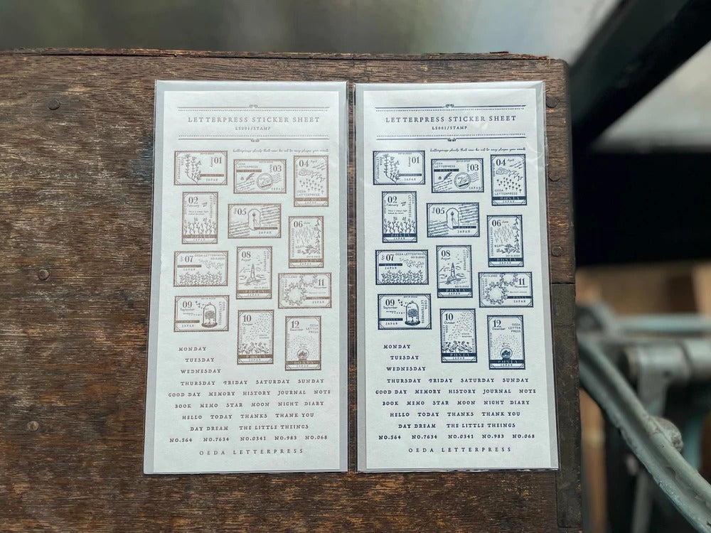 Oeda Letter Press Sticker Sheet