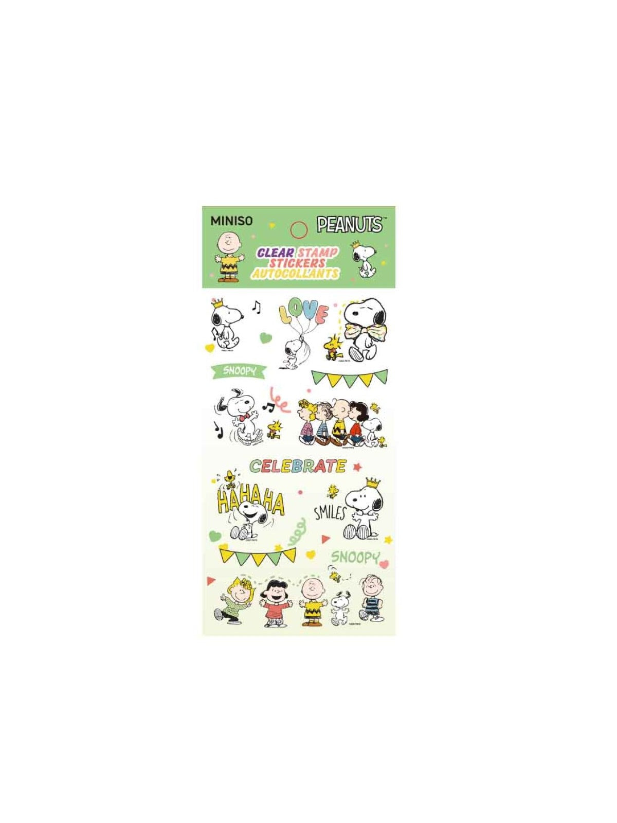 Miniso Peanuts Clear Stamp Sticker Autocollants - Celebrate