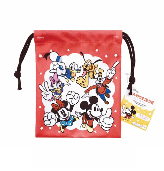 Daiso Disney Fluffy Drawstring Bag