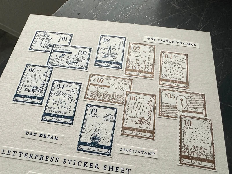 Oeda Letter Press Sticker Sheet