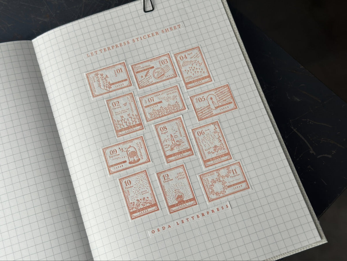 Oeda Letter Press Sticker Sheet