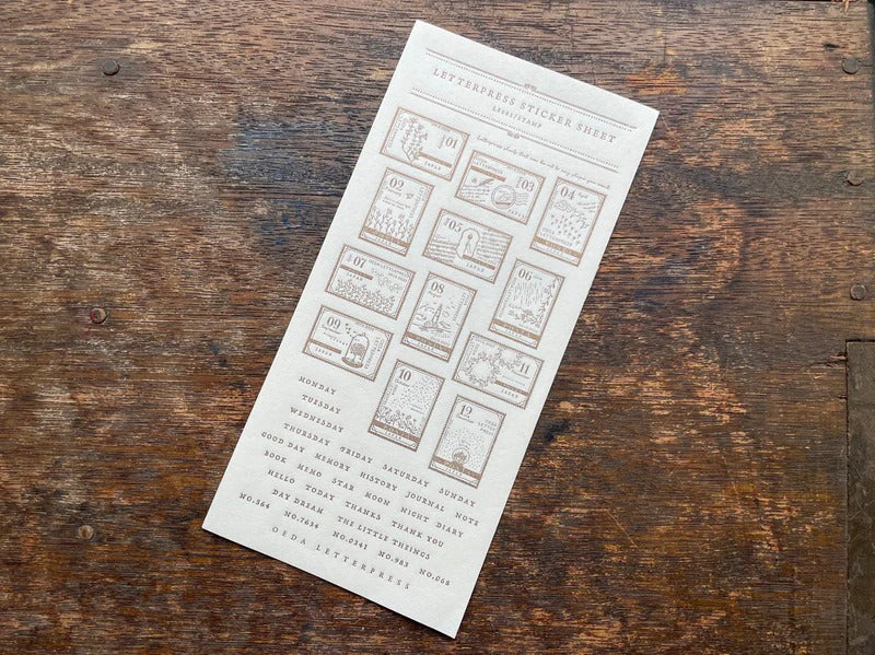 Oeda Letter Press Sticker Sheet
