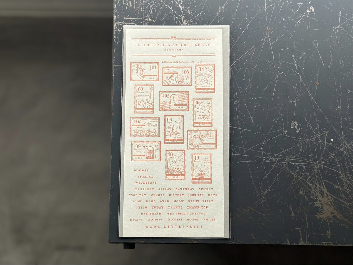 Oeda Letter Press Sticker Sheet