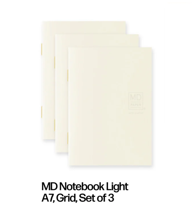 Midori MD Notebook Light A7 Size Set of 3 - Grid