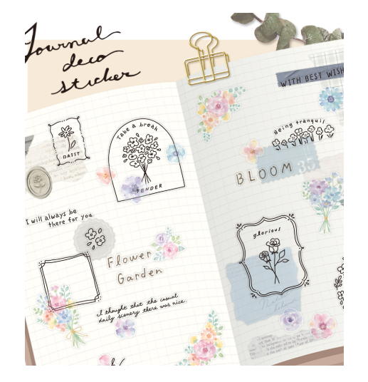 Daiso Journal Deco Sticker Girls Design