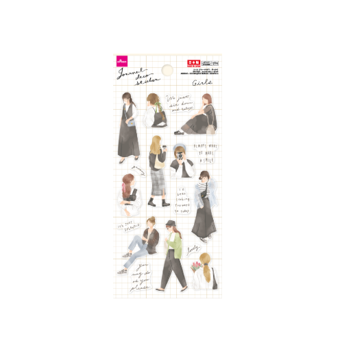 Daiso Journal Deco Sticker Girls Design