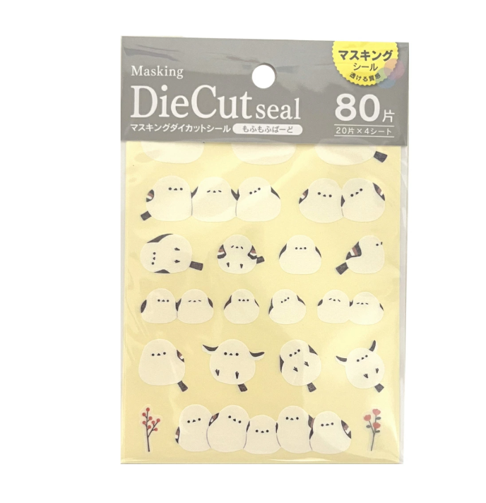 Kyowa Masking Die Cut Seal White Fluffy Bird Sticker