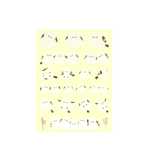 Kyowa Masking Die Cut Seal White Fluffy Bird Sticker