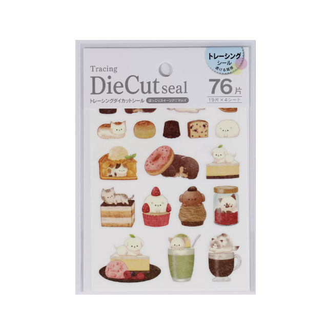 Kyowa Tracing Die Cut Stickers Cat Dog Dessert