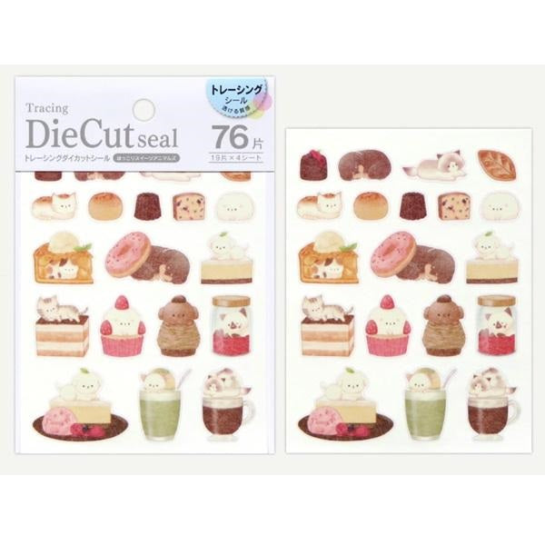 Kyowa Tracing Die Cut Stickers Cat Dog Dessert
