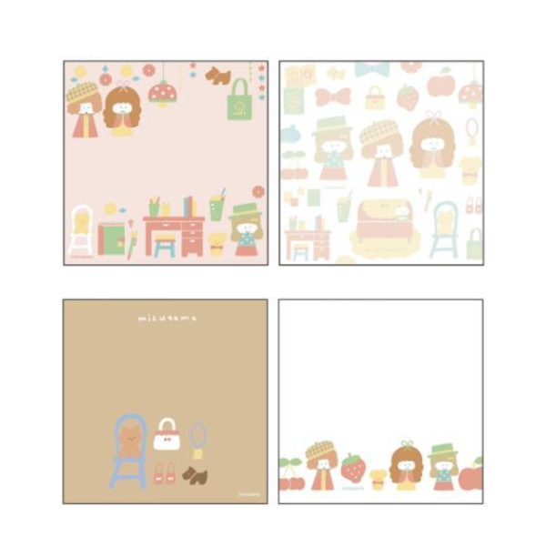 Mizutama Sunstar Square Notepad Retro Pattern