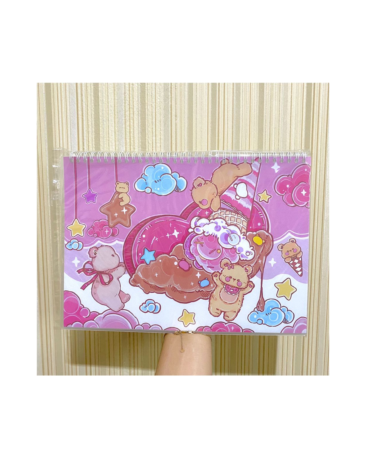 Cute Baby Brown Bear Pet Sticker Book A4 Size