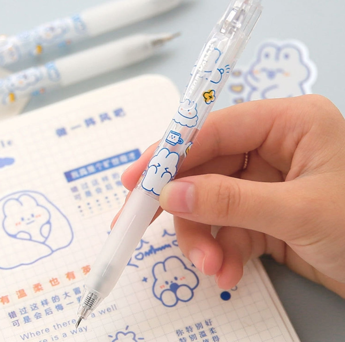 Telado Cream Rabbit Diary Press Ballpoint Pen