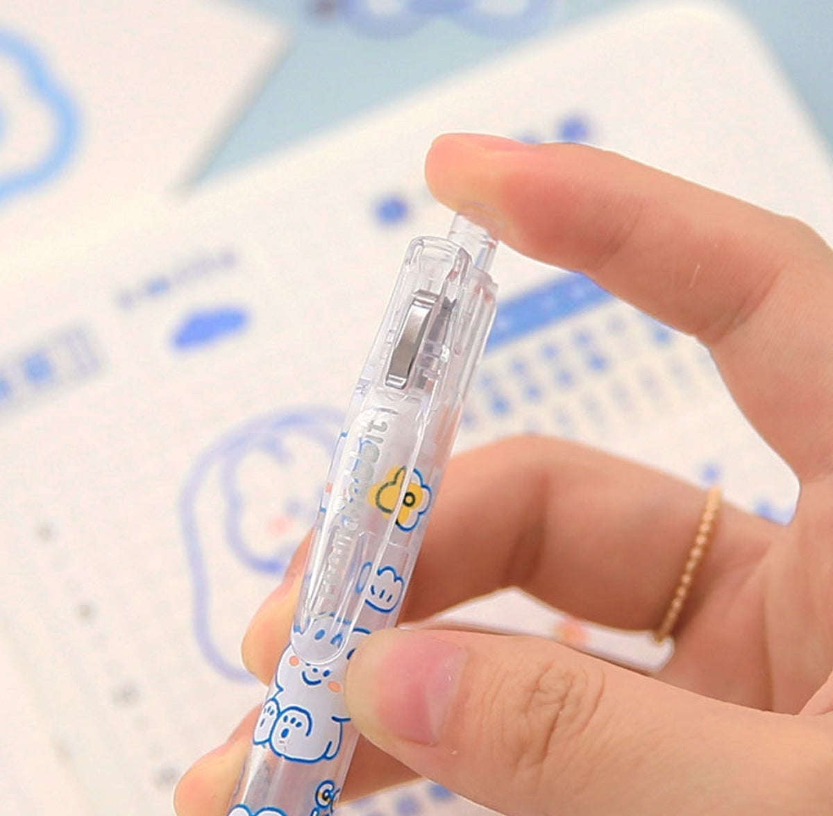 Telado Cream Rabbit Diary Press Ballpoint Pen