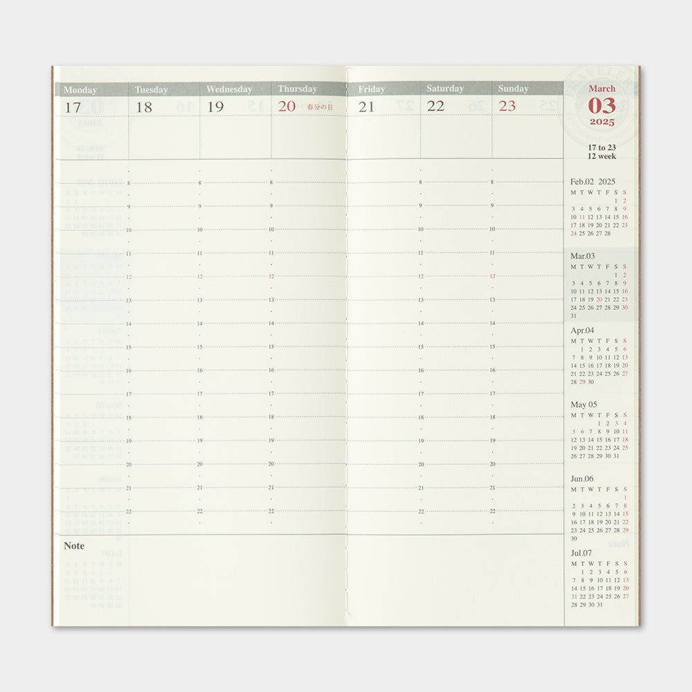 Travelers Notebook 2025 Regular Size Refill Weekly Vertical
