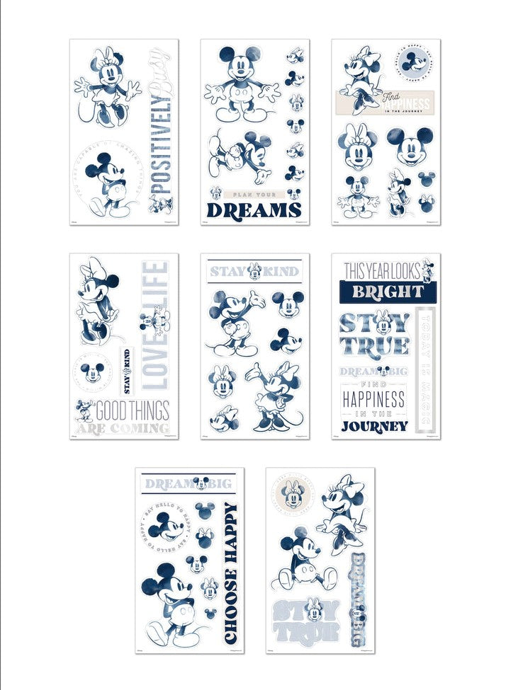 Disney Mickey Mouse &amp; Minnie Mouse Indigo Large Icons Stickers