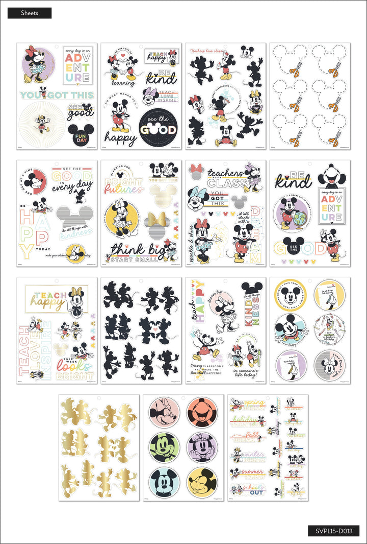 Happy Planner Disney Mickey Minnie Whimsy Wonders Teacher Large Value Pack Stickers