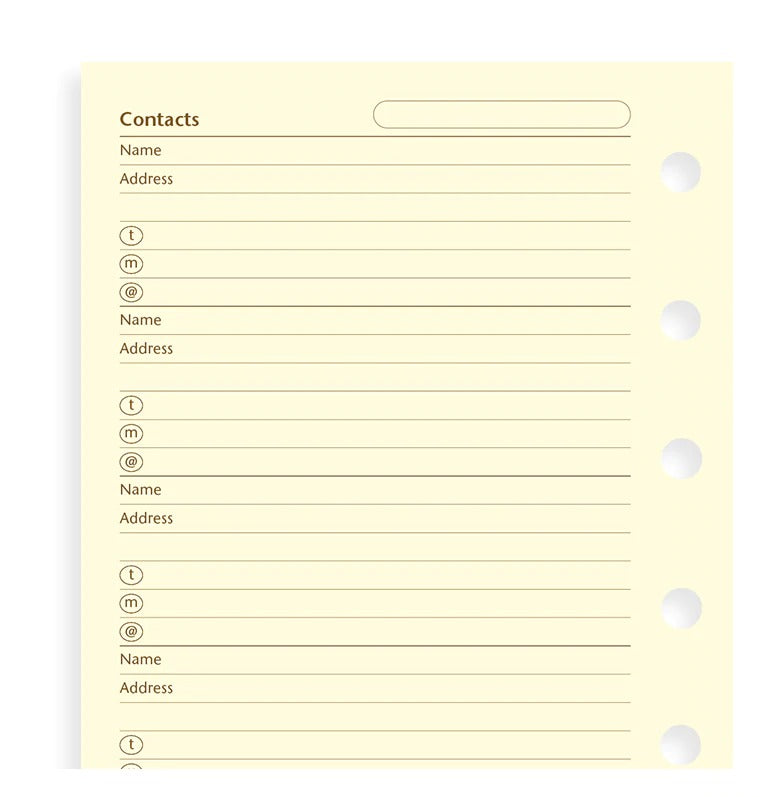 Filofax System Notebook Refill Cotton Cream Small Size