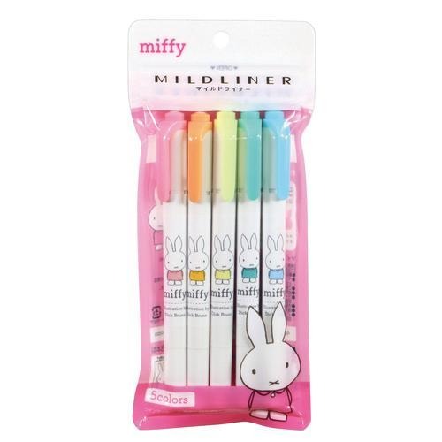 Mildliner Miffy Zebra Twin Type Highlighter Pen 5-Color Set