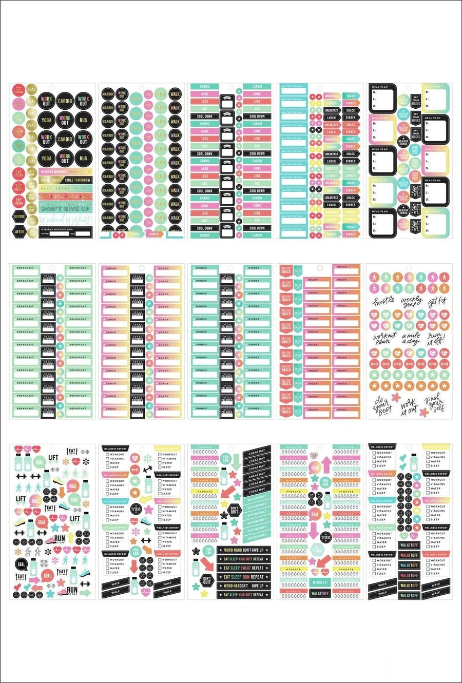 The Happy Planner Value Pack Stickers - Work It Out