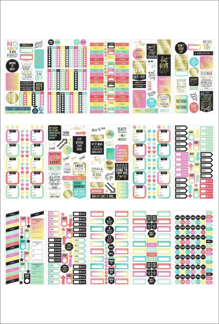 The Happy Planner Value Pack Stickers - Work It Out
