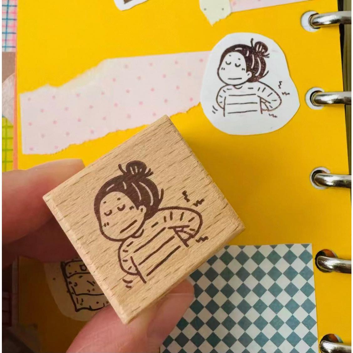 Hao E Wooden Rubber Stamp for Journaling &amp; Decoration