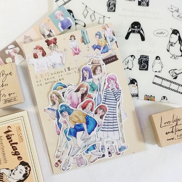 Starlulu Weather Sunny Girl Sticker Set 18 Pieces