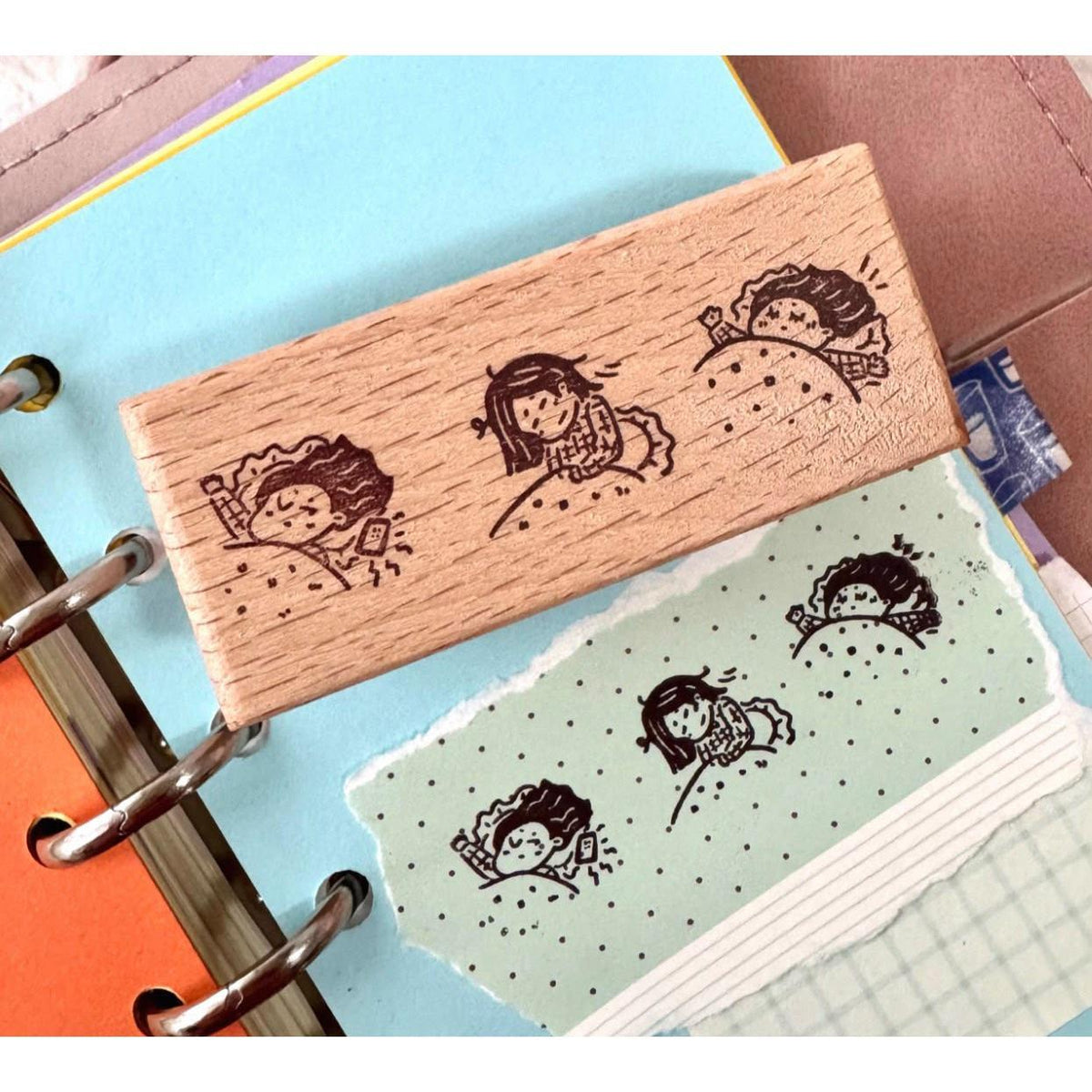 Hao E Wooden Rubber Stamp for Journaling &amp; Decoration