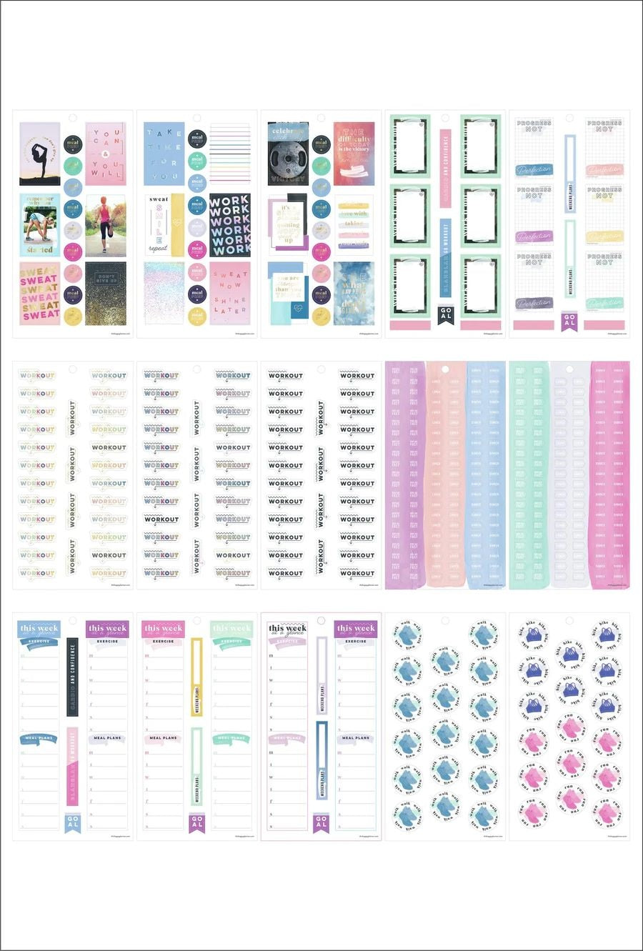 The Happy Planner Value Pack Stickers - Fitness Dont Give Up