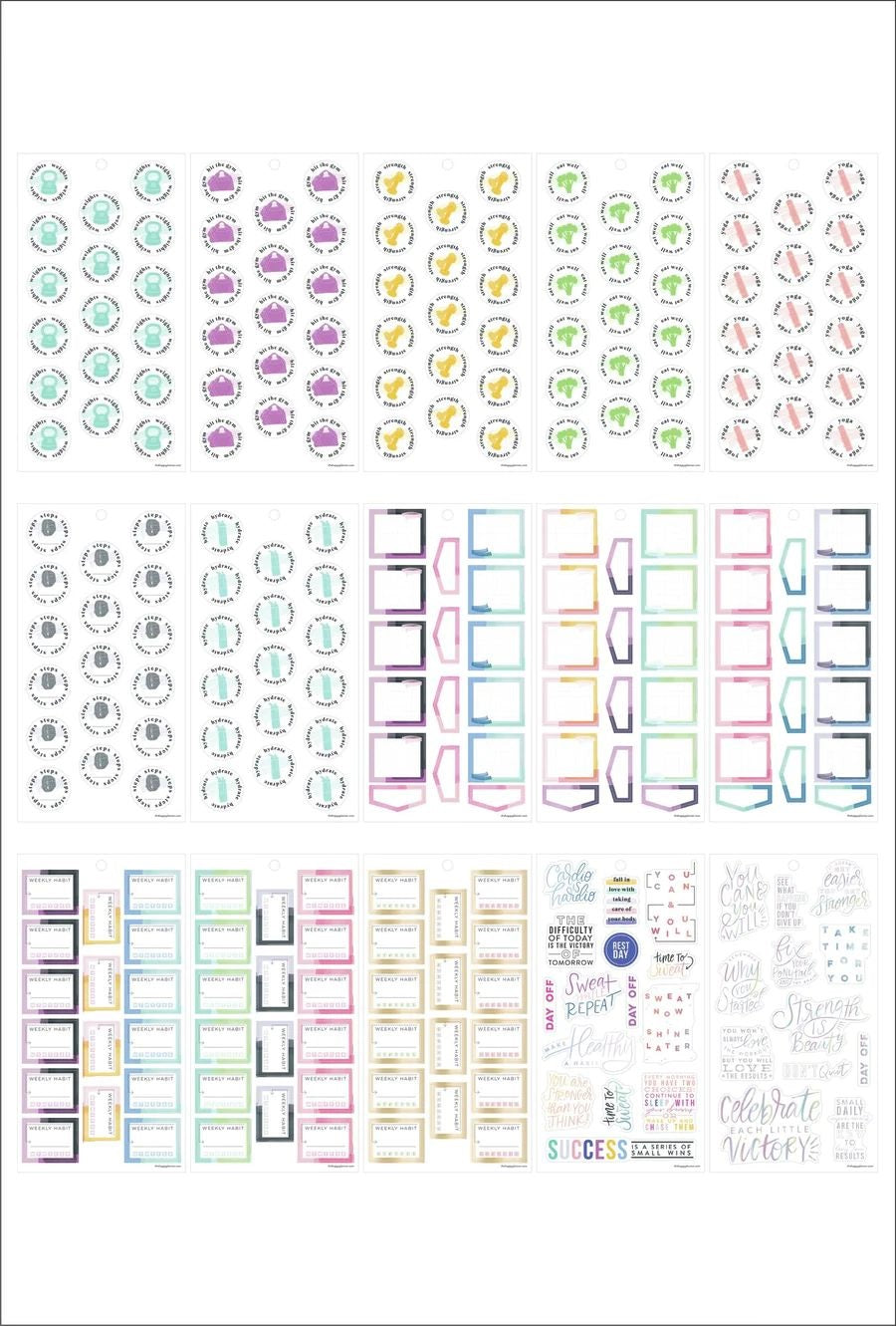 The Happy Planner Value Pack Stickers - Fitness Dont Give Up