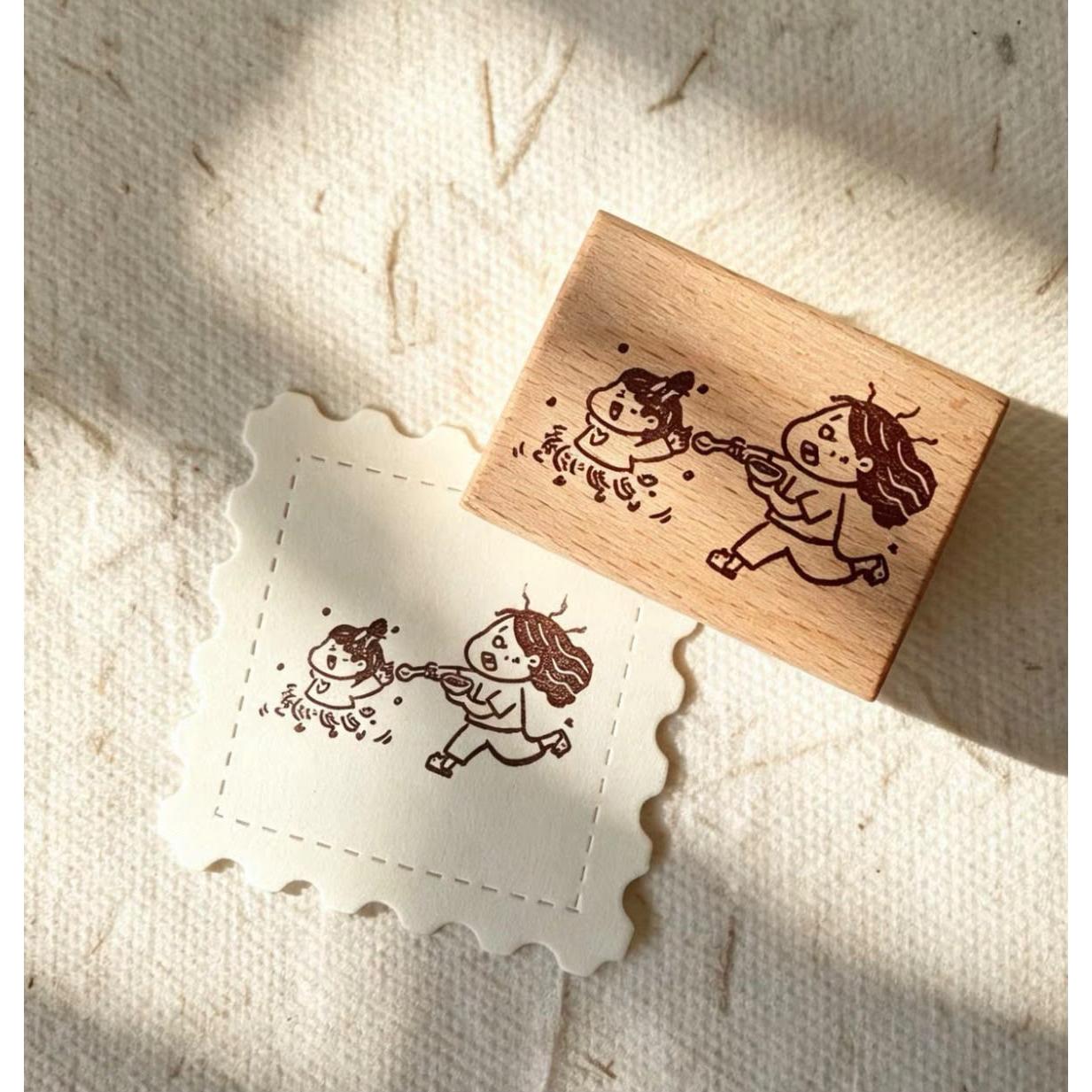 Hao E Wooden Rubber Stamp for Journaling & Decoration