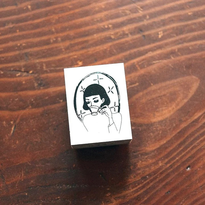 La Dolce Vita Wooden Rubber Stamp Quiet Woman