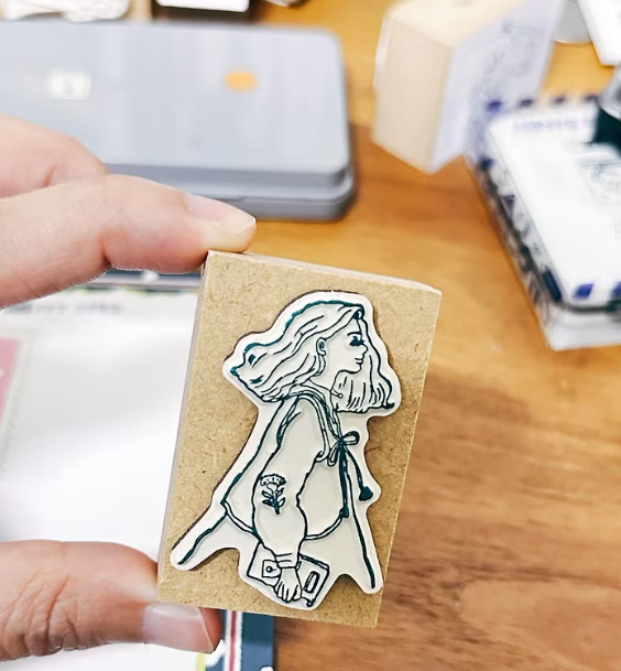 La Dolce Vita Wooden Rubber Stamp Quiet Woman