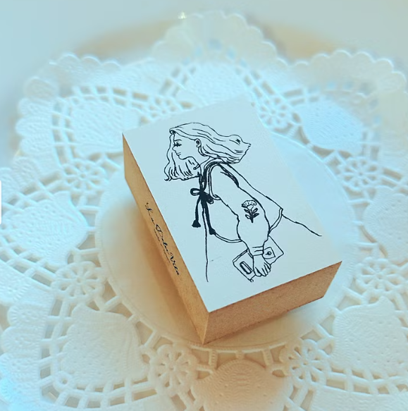 La Dolce Vita Wooden Rubber Stamp Quiet Woman