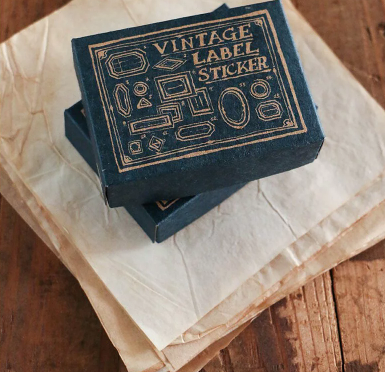 Lin Chia Ning Vintage Label Sticker Box Red and Blue