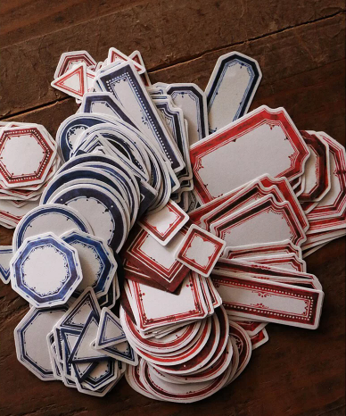 Lin Chia Ning Vintage Label Sticker Box Red and Blue