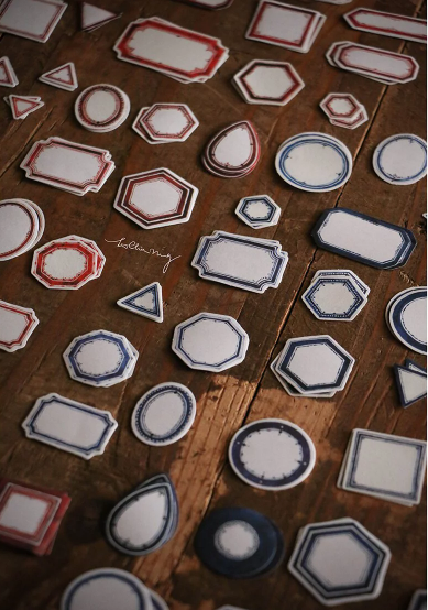 Lin Chia Ning Vintage Label Sticker Box Red and Blue